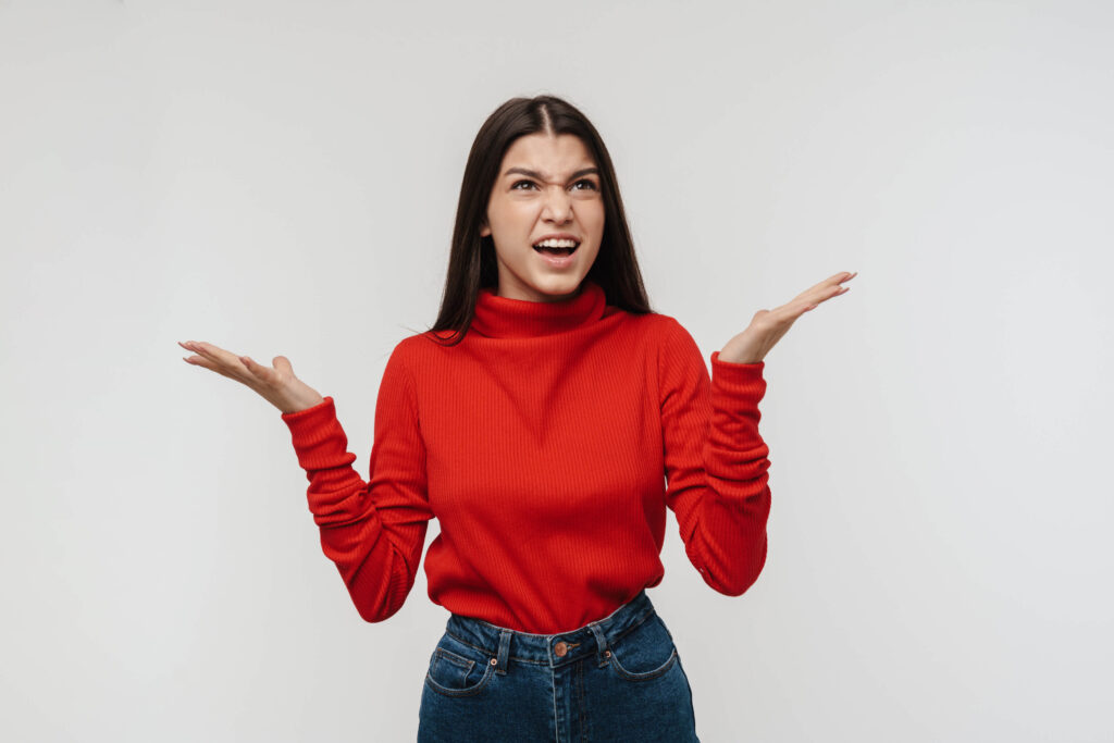 Angry Woman Throwing Hands Up